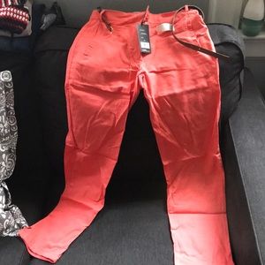 Coral pants, fit for a cool spring or summer day.
